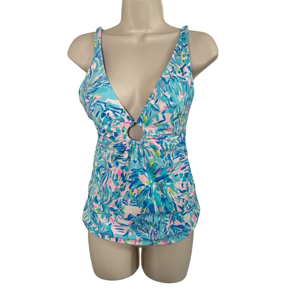 Lilly Pulitzer Women's Brenta Tankini Cabana Cocktail‎ Blue Ibiza Swim Top Sz  6 - Picture 2 of 8
